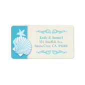 Malibu Blue Beach Shell Weddenschap Address Etiket (Voorkant)