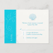 Malibu Blue Beach Shell Wedding RSVP Uitnodiging Briefkaart (Voorkant)
