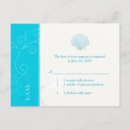 Malibu Blue Beach Shell Wedding RSVP Uitnodiging Briefkaart