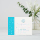Malibu Blue Beach Shell Wedding RSVP Uitnodiging Briefkaart (Staand voorkant)