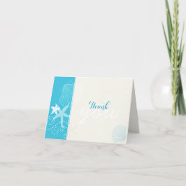 Malibu Blue & Ivory Beach bruiloft dank u Bedankkaart