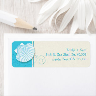Malibu Blue & Ivory Beach Weduwingadres Etiket