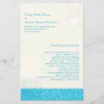 Malibu Blue Modern Beach Wedding Programme