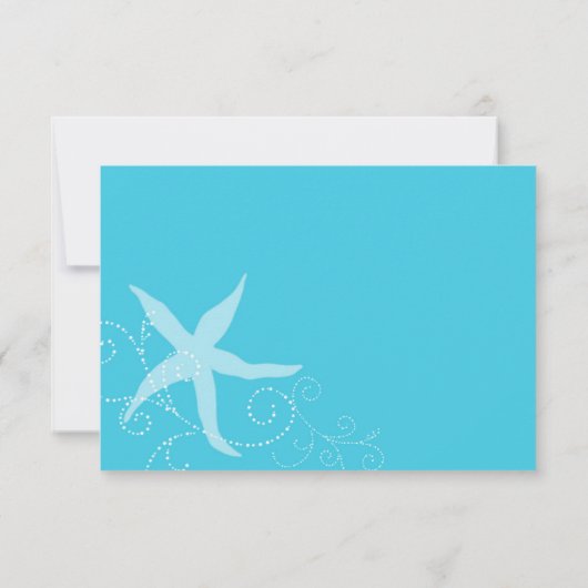 Malibu Blue Zee Shell Starfish Beach Wedding RSVP (Achterkant)