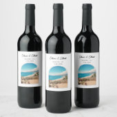 Malibu bruiloft gunst gepersonaliseerd wijn etiket (Flessen)