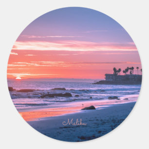 Malibu, CA, prachtige landschapsfoto, Ronde Sticker