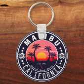 Malibu Ca Retro Zonsondergang Palmbomen Souvenirs  Sleutelhanger (Achterkant)