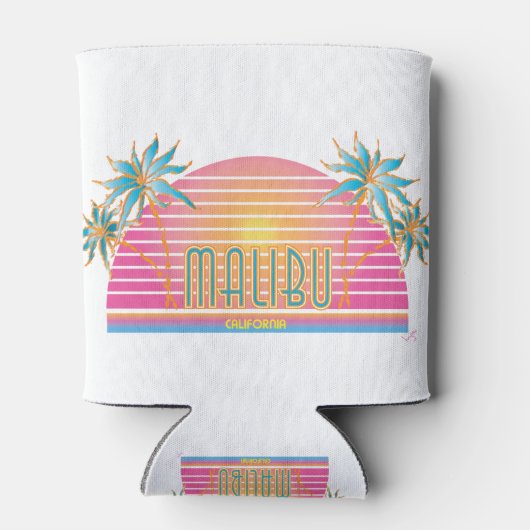 Malibu-CA-Sun Palm Trees Cool Logo Blikjeskoeler (Achterkant)