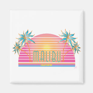 Malibu-CA-Sun Palm Trees Cool Logo Magneet