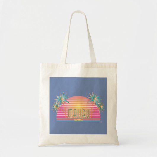 Malibu, CA Sun, Palm Trees Grafisch Modern Cool Tote Bag (Voorkant)