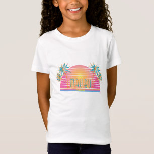 Malibu, CA Sun, Palm Trees Graphic Girl's T-shirt