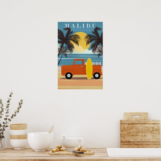 Malibu, Ca Travel Poster, Poster (Keuken)