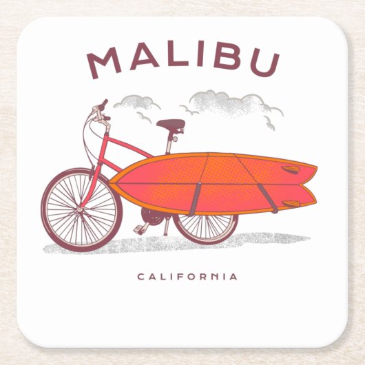 Malibu California  Beach SurfingSurf Kartonnen Onderzetters (Voorkant)