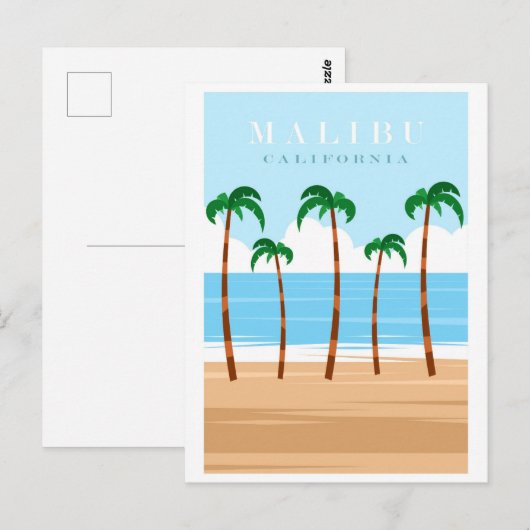  Malibu California Beach Travel Briefkaart (Voorkant / Achterkant)