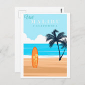 Malibu California Beach Travel Briefkaart (Voorkant / Achterkant)