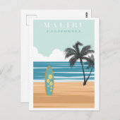  Malibu California Beach Travel Briefkaart (Voorkant / Achterkant)