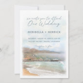 Malibu | California Beach Waterverf Wedding Kaart (Voorkant)