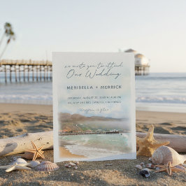 Malibu | California Beach Waterverf Wedding Kaart