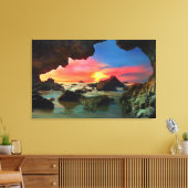Malibu California Beach Zee Cave Sunset Landschap Canvas Afdruk (Insitu (Woonkamer))