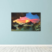 Malibu California Beach Zee Cave Sunset Landschap Canvas Afdruk (Insitu (Houten vloer))