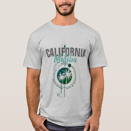 Malibu California Geometric Palms T-shirt (Voorkant)