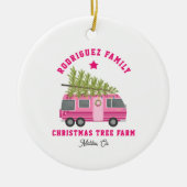 Malibu California Kerstboom Boerderij Roze RV Naam Keramisch Ornament (Voorkant)