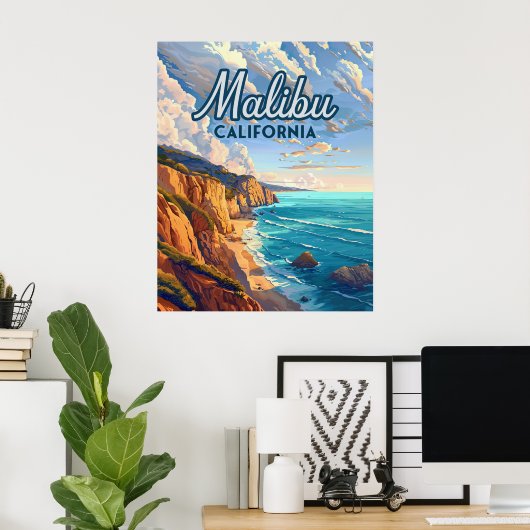 Malibu California Los Angeles El Matador Beach Poster (Thuiskantoor)