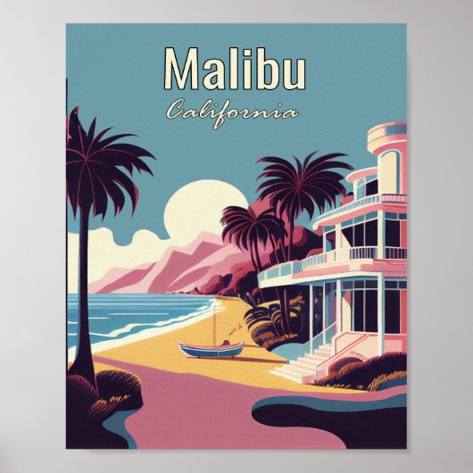 Malibu California Minimalist  Art Poster (Voorkant)