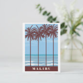 Malibu California Ocean Palm Tree Reizen Briefkaart (Staand voorkant)