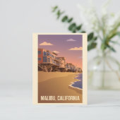 Malibu California Oude Reisposter Briefkaart (Staand voorkant)