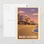 Malibu California Oude Reisposter Briefkaart (Voorkant / Achterkant)