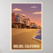 Malibu California Oude Reisposter Poster (Voorkant)