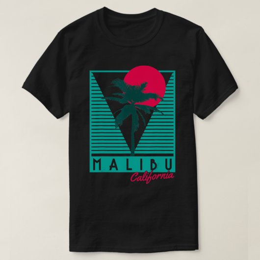 Malibu California Palmbomen Surf  Retro 1 T-shirt (Design voorkant)