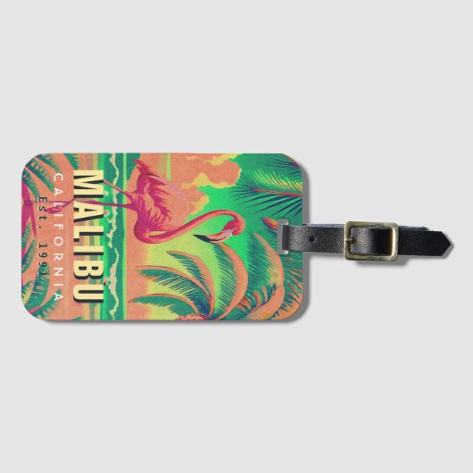 Malibu California Retro Flamingo Souvenirs jaren 1 Bagagelabel (Voorkant (horizontaal))