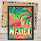Malibu California Retro Flamingo Souvenirs jaren 1 Briefkaart