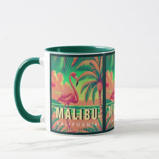 Malibu California Retro Flamingo Souvenirs jaren 1 Mok (Links)