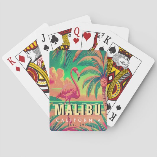 Malibu California Retro Flamingo Souvenirs jaren 1 Pokerkaarten (Achterkant)