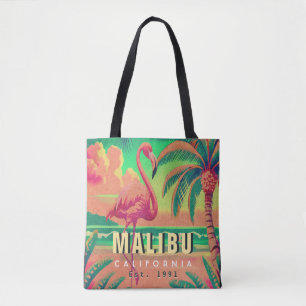 Malibu California Retro Flamingo Souvenirs jaren 1 Tote Bag