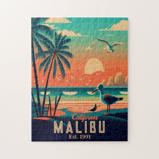 Malibu California Retro Sunset Souvenirs jaren 195 Legpuzzel (Verticaal)