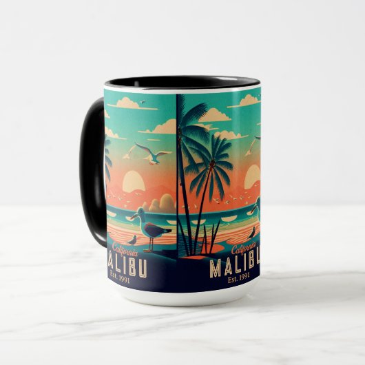 Malibu California Retro Sunset Souvenirs jaren 195 Mok (Voorkant links)