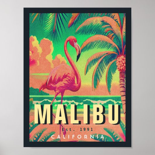 Malibu California Retro Sunset Souvenirs jaren 195 Poster (Voorkant)
