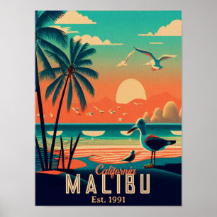 Malibu California Retro Sunset Souvenirs jaren 195 Poster