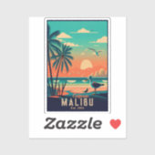 Malibu California Retro Sunset Souvenirs jaren 195 Sticker (Vel)