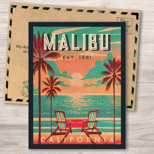 Malibu California Retro Sunset Souvenirs jaren 70 Briefkaart