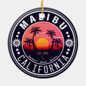 Malibu California Retro Zonsondergang Palmbomen ja Keramisch Ornament (Achterkant)