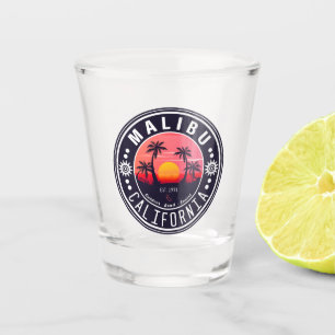 Malibu California Retro Zonsondergang Palmbomen ja Shot Glas
