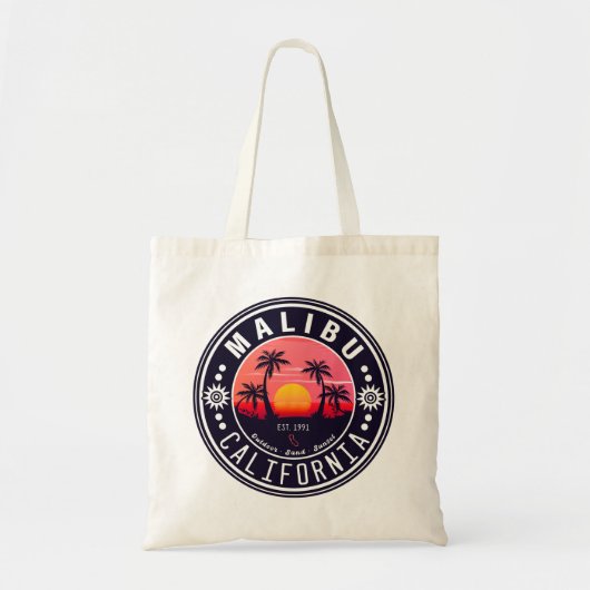 Malibu California Retro Zonsondergang Palmbomen ja Tote Bag (Voorkant)