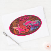 Malibu California roze surfer golft kunst stickers (Envelop)