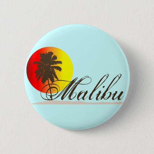 Malibu California Souvenir Ronde Button 5,7 Cm (Voorkant)