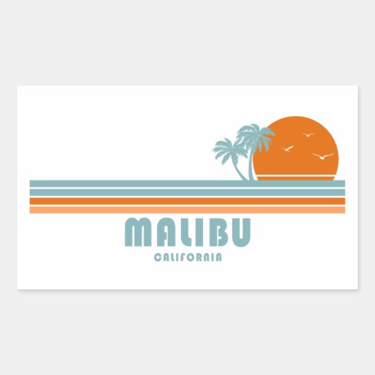 Malibu California Sun Palm Trees Rechthoekige Sticker (Voorkant)